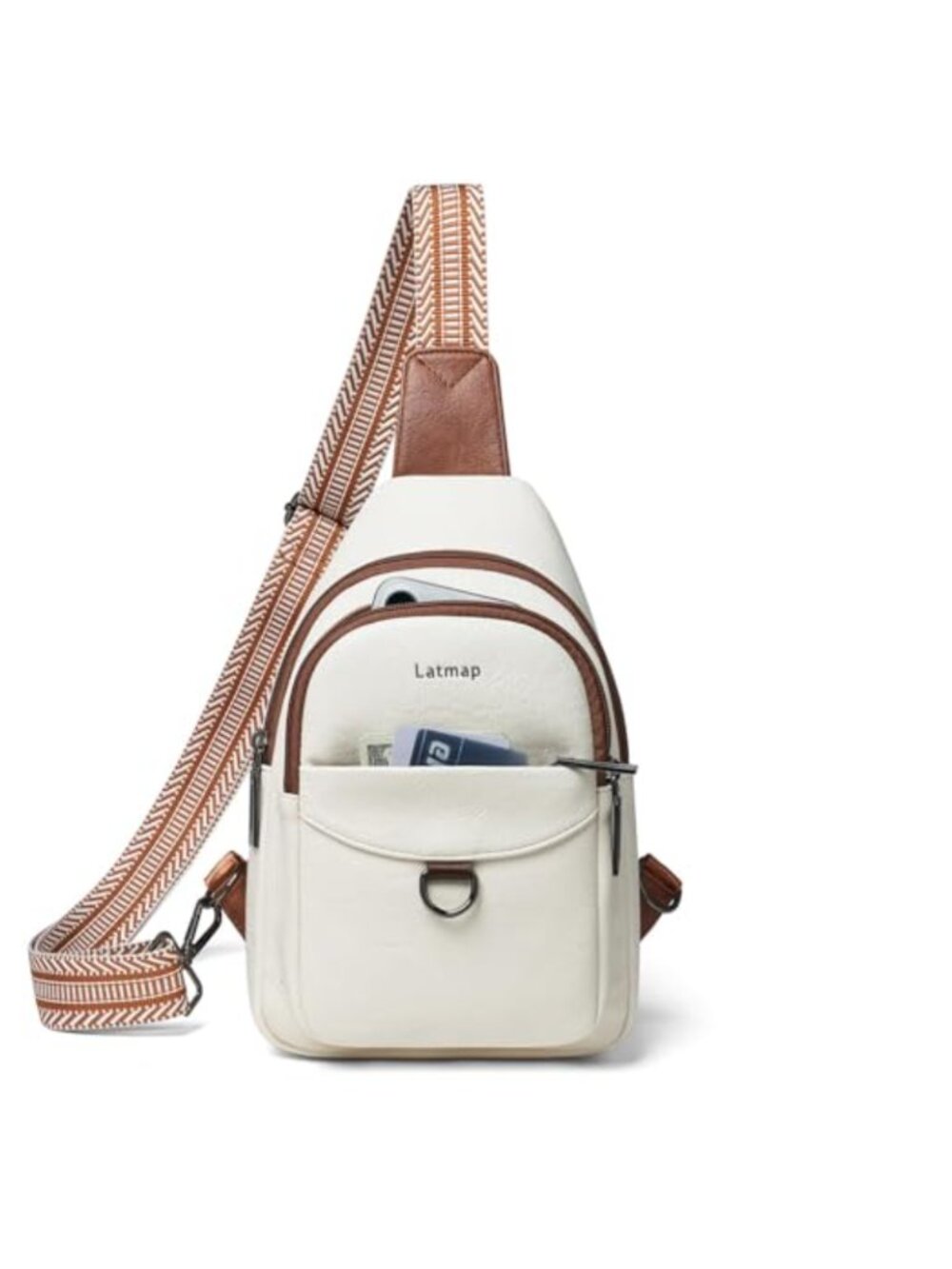 LATMAP 7L Sling Bag Crossbody Belt Bag Travel Backpack Faux Leather